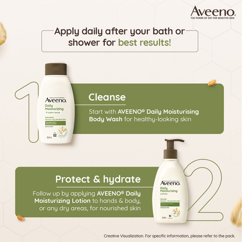 Aveeno Daily Moisturising Lotion Home + Travel Combo| Moisturizer for Normal, Dry & Sensitive Skin | Grocsy