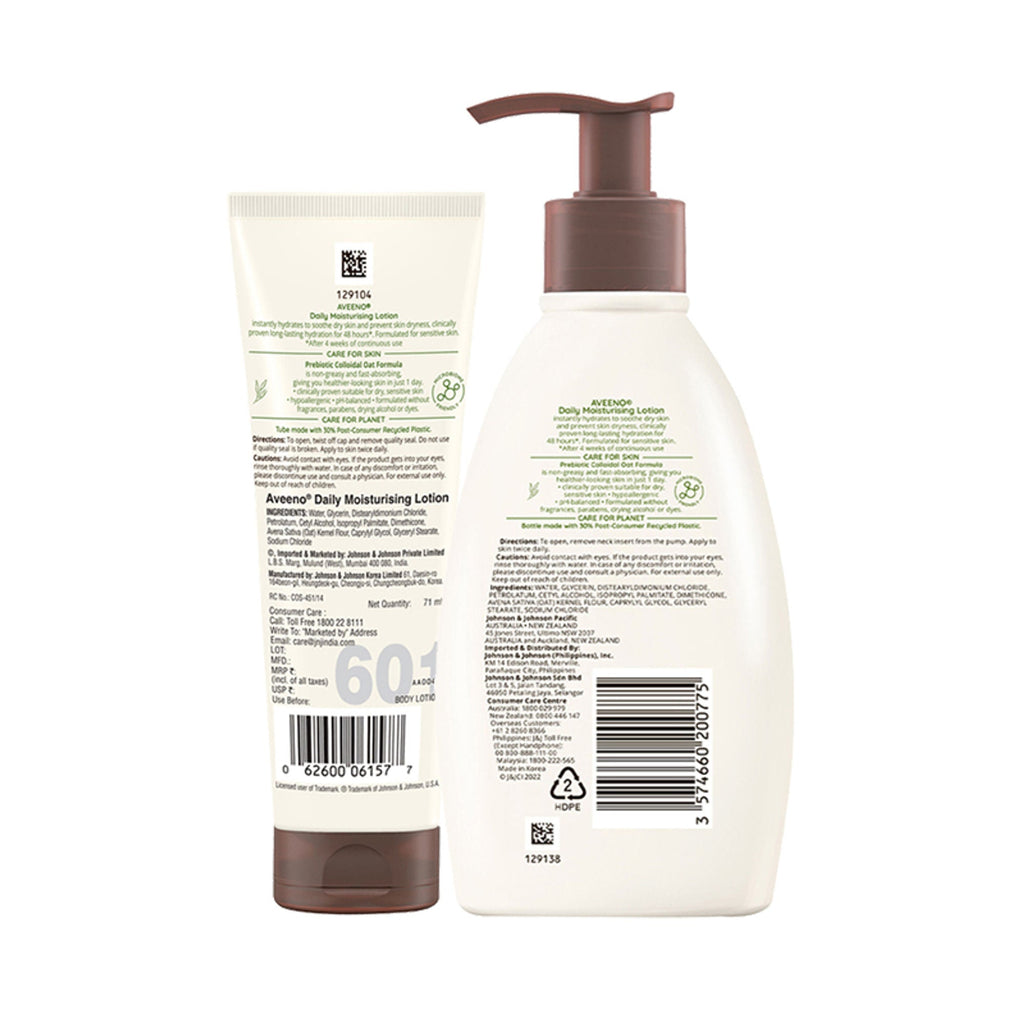 Aveeno Daily Moisturising Lotion Home + Travel Combo| Moisturizer for Normal, Dry & Sensitive Skin | Grocsy