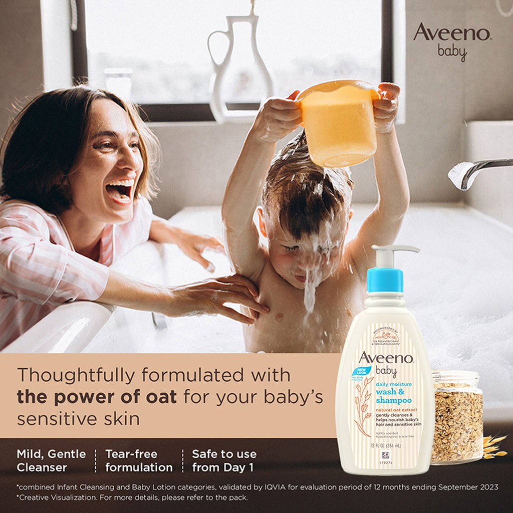 Aveeno Baby Daily Moisturizing Lotion & Wash Shampoo Combo | Dry, Itchy & Sensitive Skin | Grocsy
