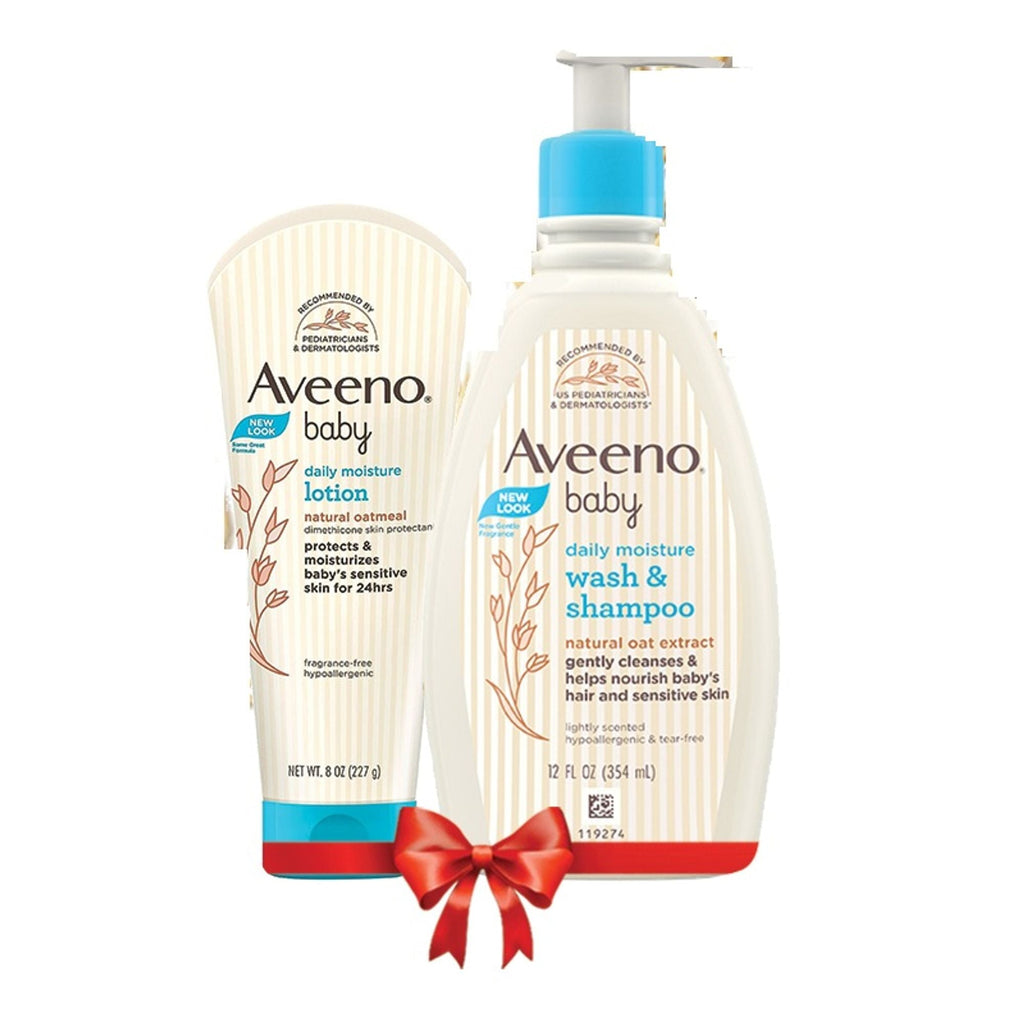 Aveeno Baby Daily Moisturizing Lotion & Wash Shampoo Combo | Dry, Itchy & Sensitive Skin | Grocsy