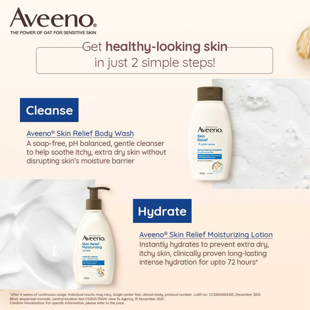 Aveeno Skin Relief Body Wash & Lotion Combo| Cleanser & Moisturizer for Dry, Itchy & Sensitive Skin | Grocsy