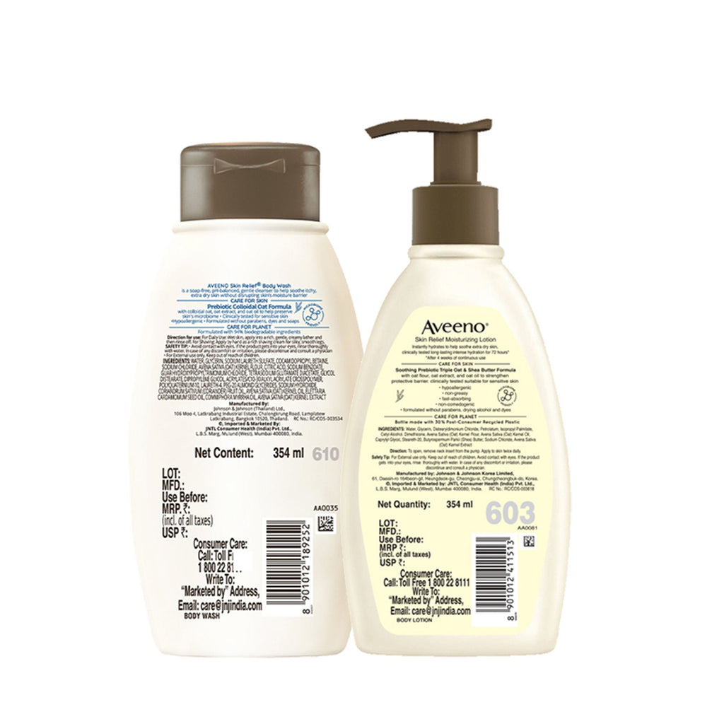 Aveeno Skin Relief Body Wash & Lotion Combo| Cleanser & Moisturizer for Dry, Itchy & Sensitive Skin | Grocsy