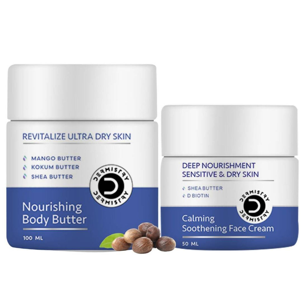 Dermistry Sensitive & Dry Skin Nourishing Body Butter & Calming Soothening Face Cream | Grocsy