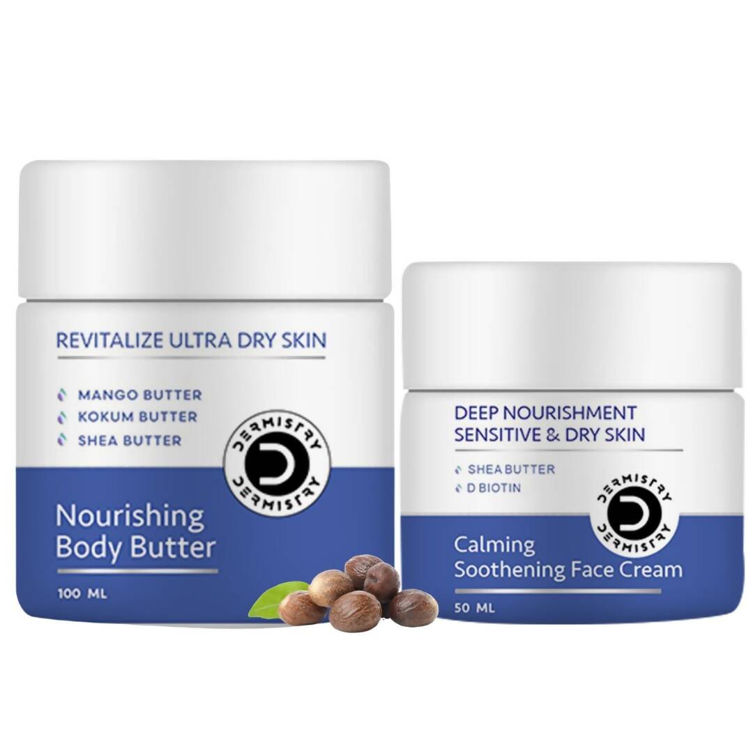 Dermistry Sensitive & Dry Skin Nourishing Body Butter & Calming Soothening Face Cream | Grocsy