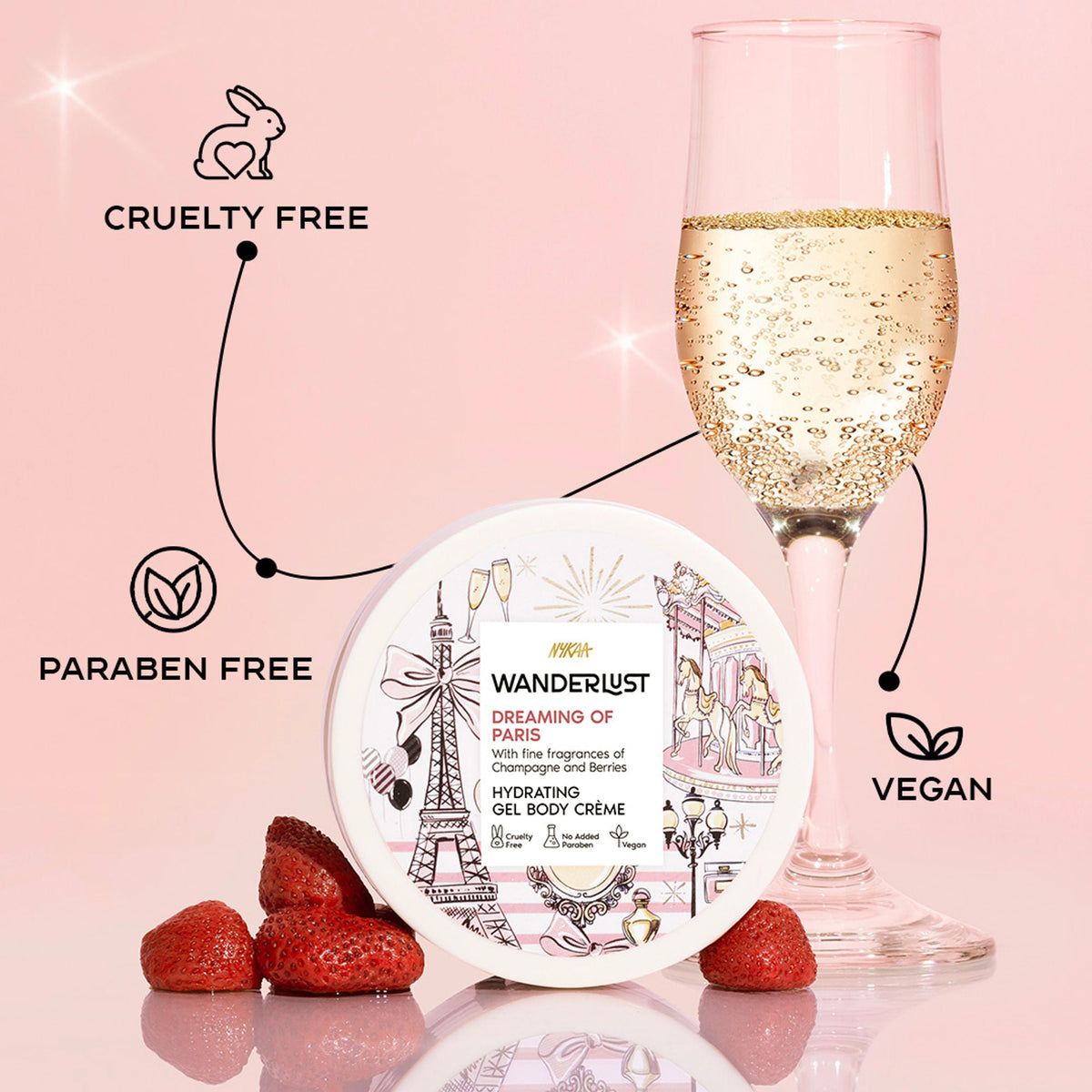 Wanderlust Dreaming Of Paris Hydrating Gel Body Creme With Champagne And Strawberry | Grocsy