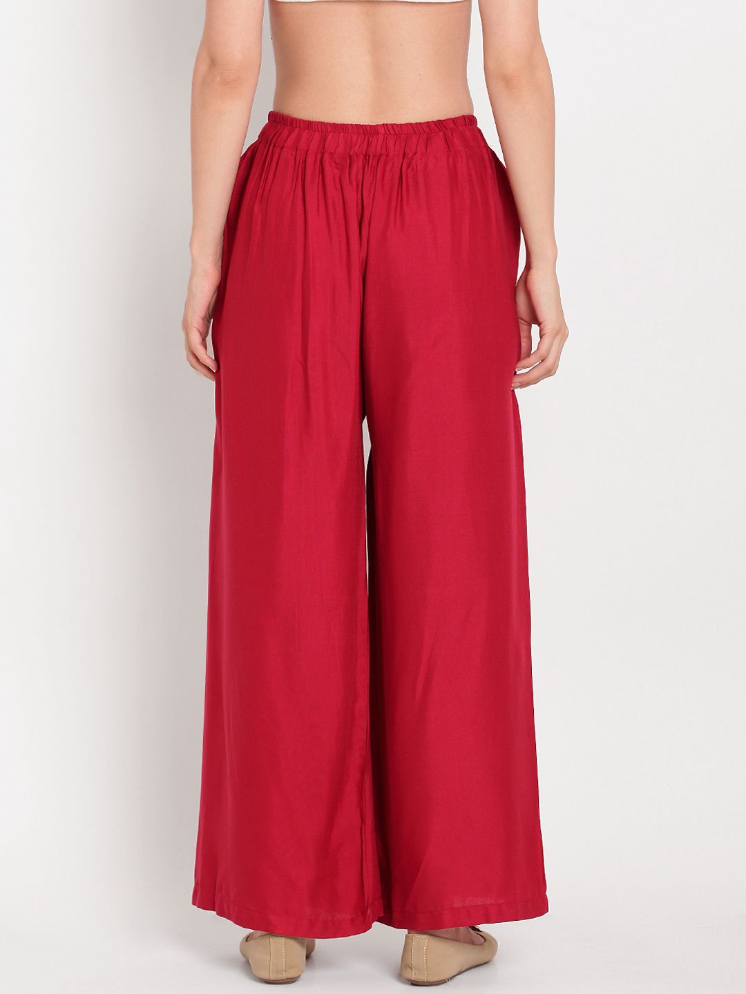 TAG 7 Women Pack Of 2 Black & Maroon Solid Flared Palazzos | Grocsy