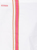 Sethukrishna Boys Pink & White Solid Shirt and Veshti Set | Grocsy