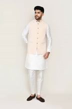 Joban Fashion White Colored Art Silk Fabric Kurta, Jacket With Straight Fit Pant | Grocsy