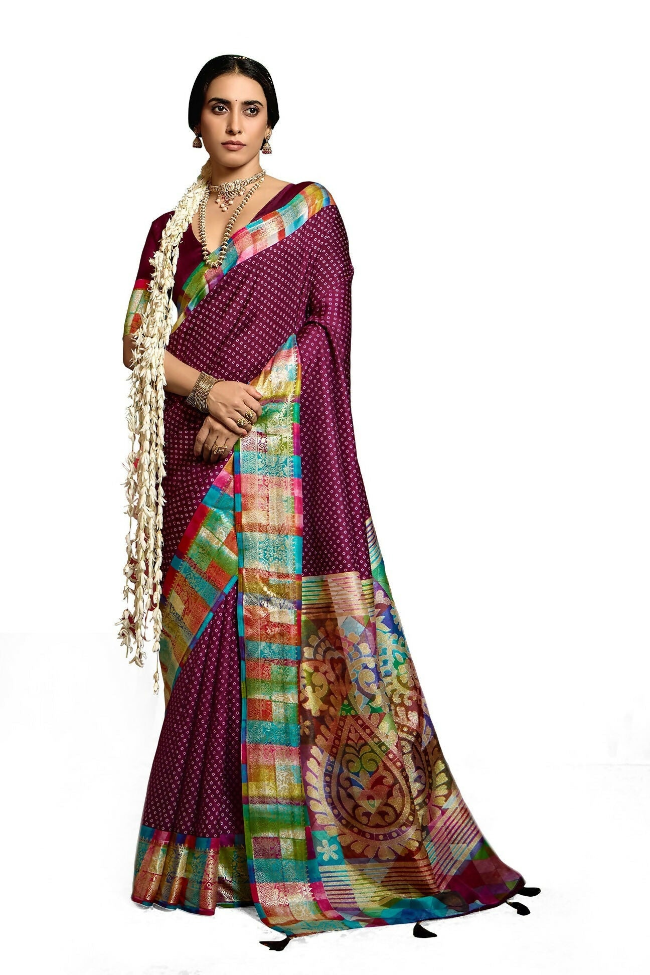 Joban Fashion Tushar Silk Maroon Colored With Zari Border And Designer Pallu Saree | Grocsy