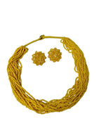 Inhanns Vibrant Handmade 20 Layers Beaded Necklace With Matching Earrings - Yellow | Grocsy