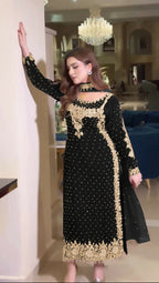 Joban Fashion Black Velvet Sequence Embroidery Work Kurta Set | Grocsy