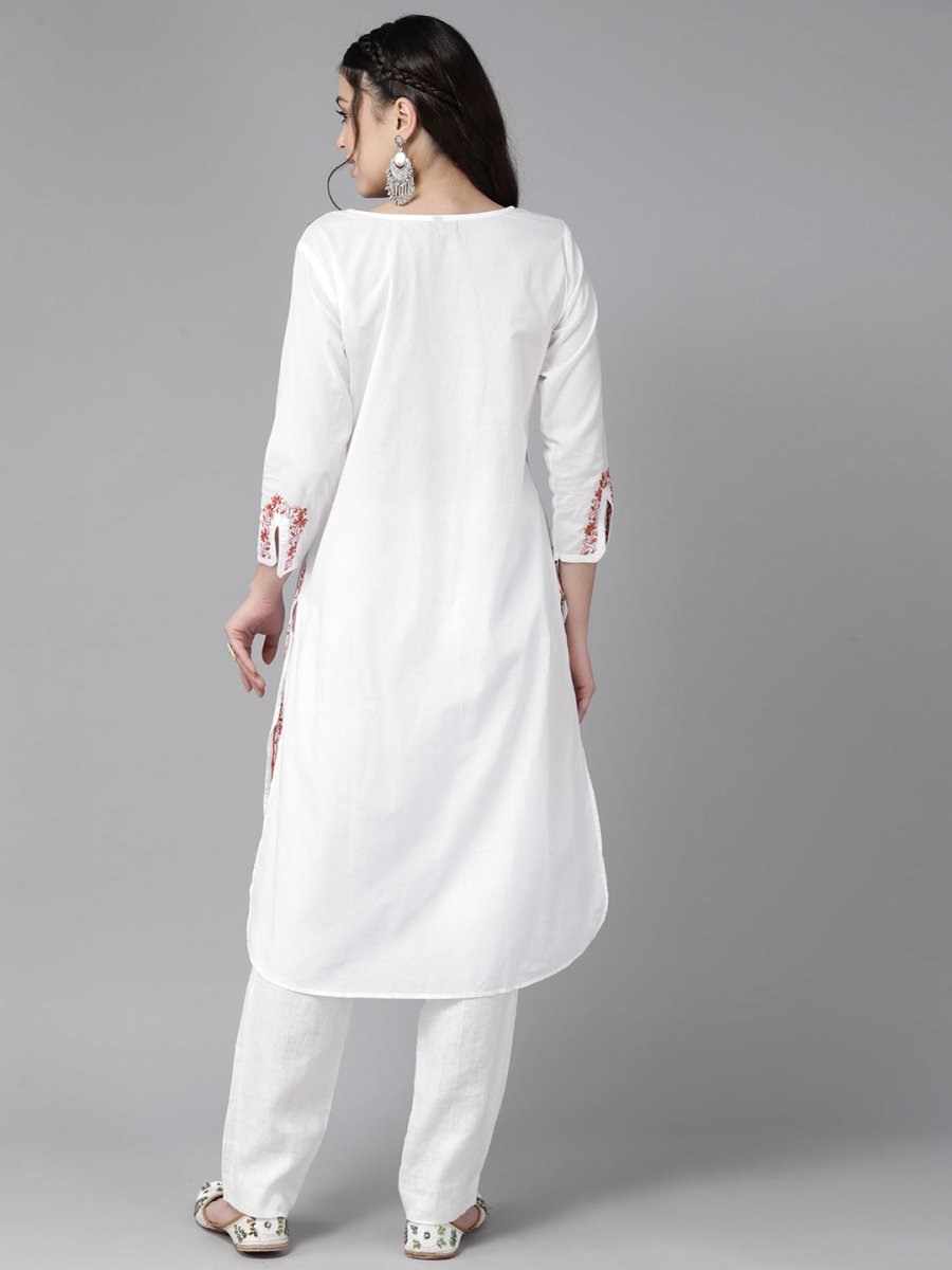 ADA Floral Embroidered Chikankari Floral Kurta | Grocsy