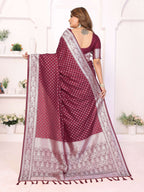 Aastha Fashion Wine Georgette Silk Zari Weaving Saree | Grocsy