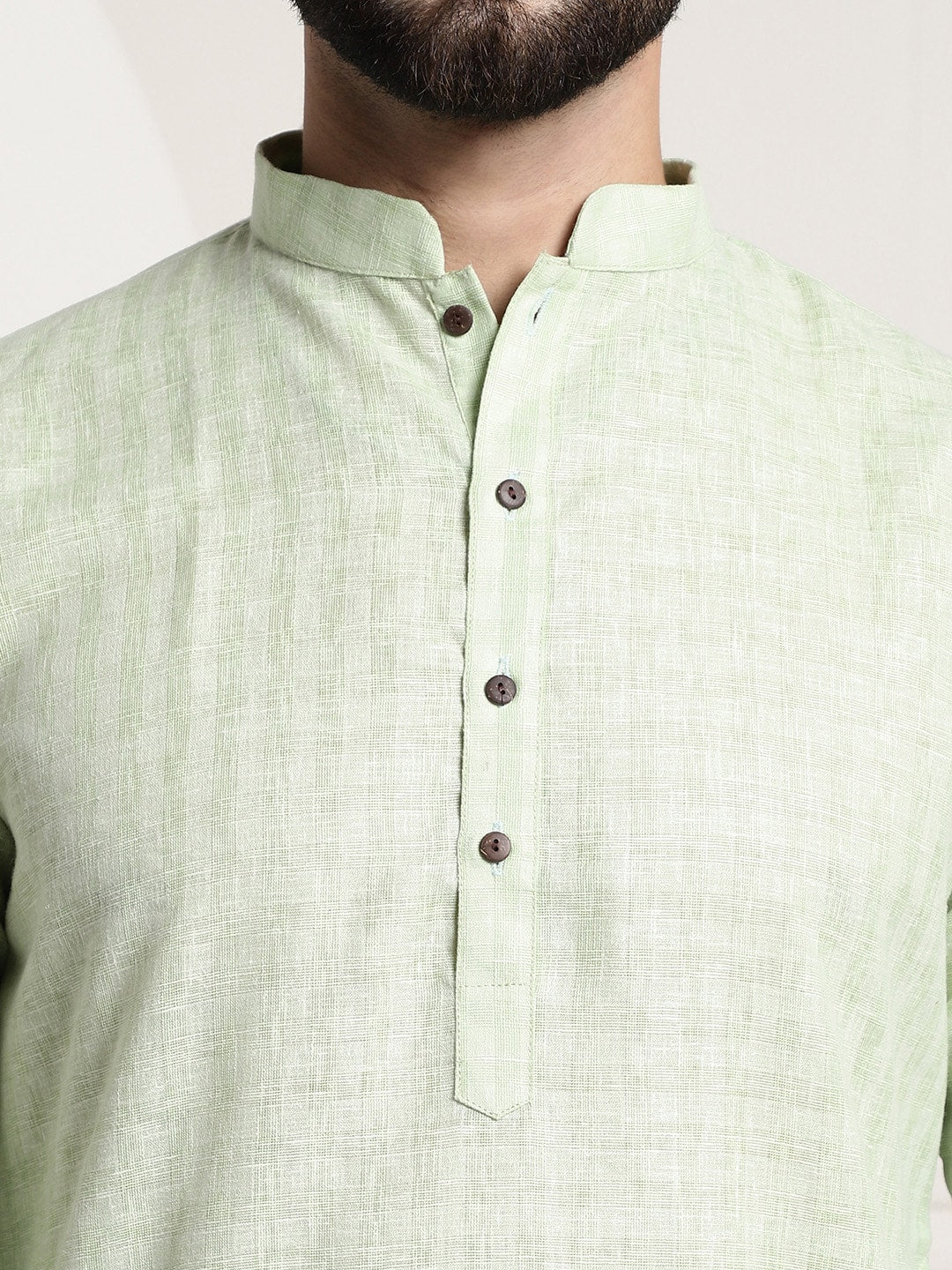 Sojanya Men Green Dobby Checked Straight Kurta | Grocsy