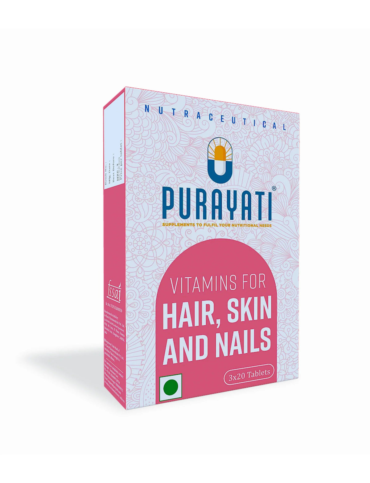 Purayati Vitamins Tablets for Hair, Skin and Nails | Grocsy