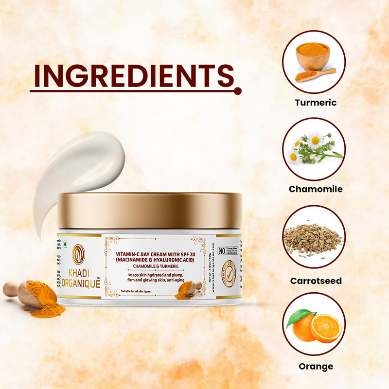 Khadi Organique Vitamin C Day Cream With chamomile & Turmeric | Grocsy