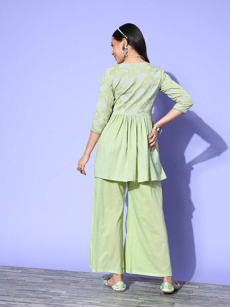 Ahalyaa Printed Tunic with Palazzos | Grocsy