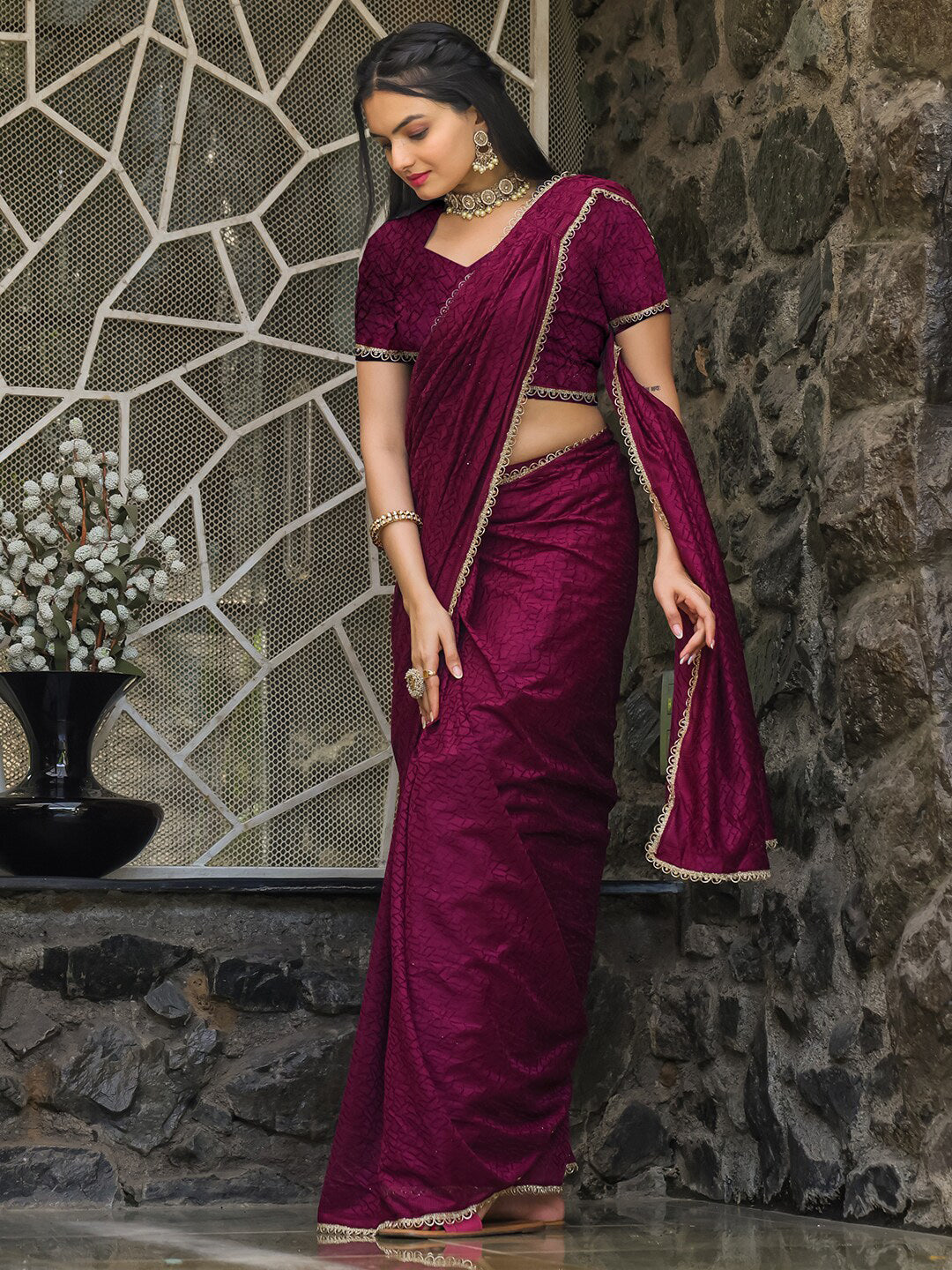 Tikhi Imli Abstract Printed Ready to Wear Saree | Grocsy