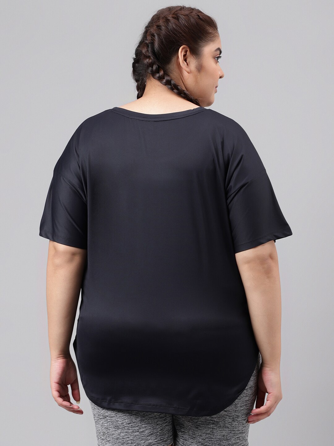 MKH Plus Size Drop Shoulder Sleeves Relaxed Fit Dri-FIT Sports T-shirt | Grocsy