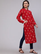 Aks Ethnic Motifs Printed Shirt Collar Kurta | Grocsy
