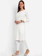 ADA Floral Embroidered Chikankari Kurta | Grocsy