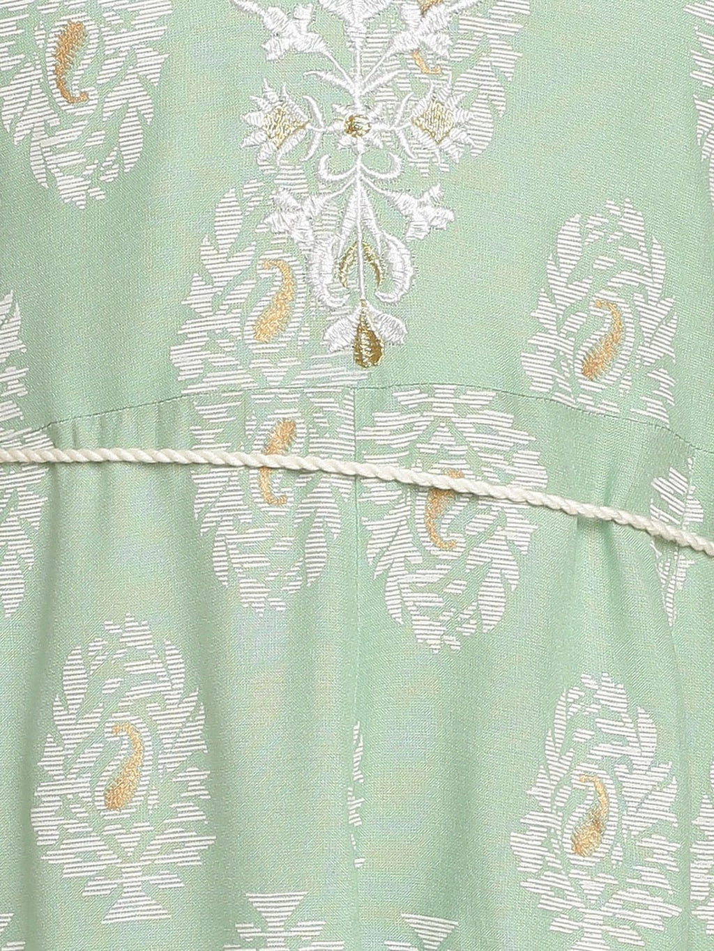 HERE&NOW Embroidered Ethnic Motif Printed Notched Neck A-Line Kurta | Grocsy
