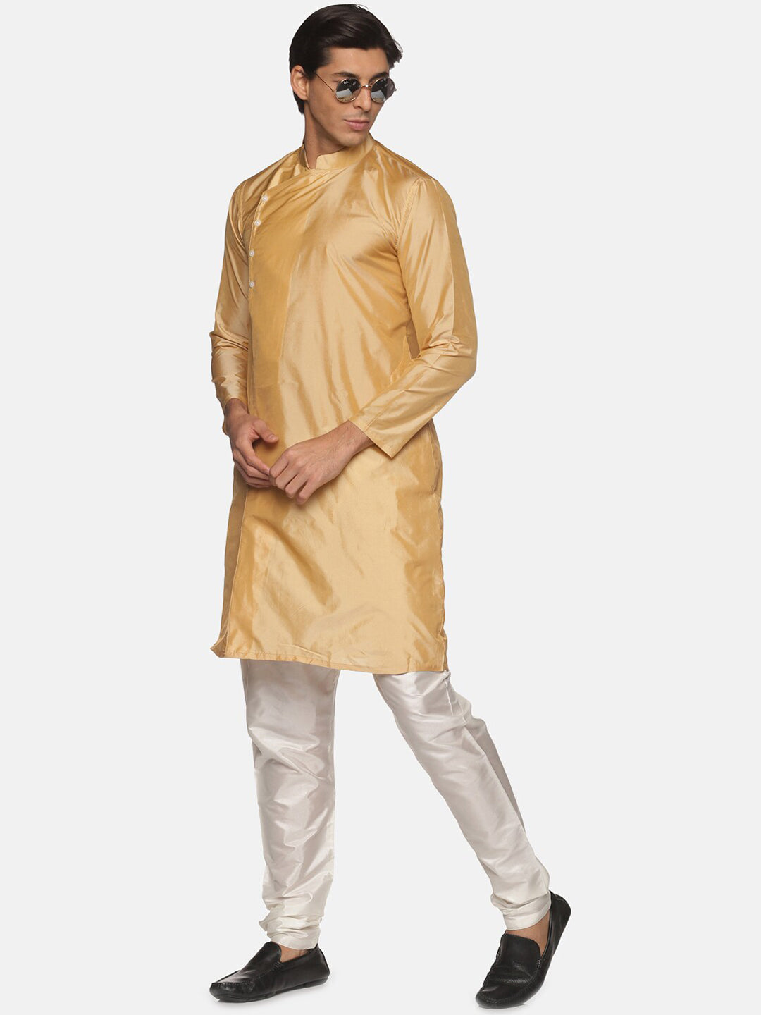 Sethukrishna Men Beige Kurta with Pyjamas | Grocsy