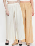 TAG 7 Women Pack Of 2 Solid Straight Palazzos | Grocsy