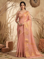 Shree Shyam Fashion Pink Tissue Silk Saree | Grocsy