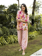 Casual Fashionable Multi Muslin Cotton co-ord set - Manya | Grocsy