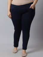 TAG 7 Women Plus size Navy Blue Solid Ankle-length Leggings | Grocsy