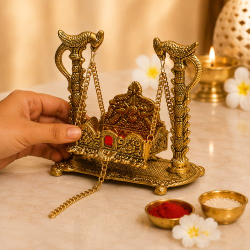 Chhariya Crafts Metal Krishna Laddu Gopal Jhula for Janmashtami | Grocsy