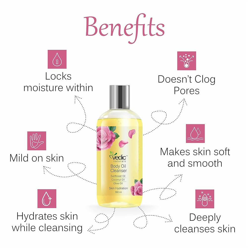 Vedic Naturals Organic Body Oil Cleanser Shower Oil (Body Wash) | Grocsy