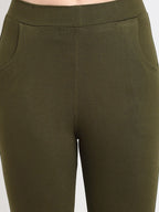 TAG 7 Women Olive Green & Brown Pack of 2 Leggings | Grocsy
