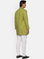 Sethukrishna Green Pure Cotton Kurta with Pyjamas For Men | Grocsy