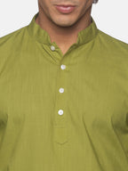 Sethukrishna Men Green Pure Cotton Kurta with Pyjamas | Grocsy