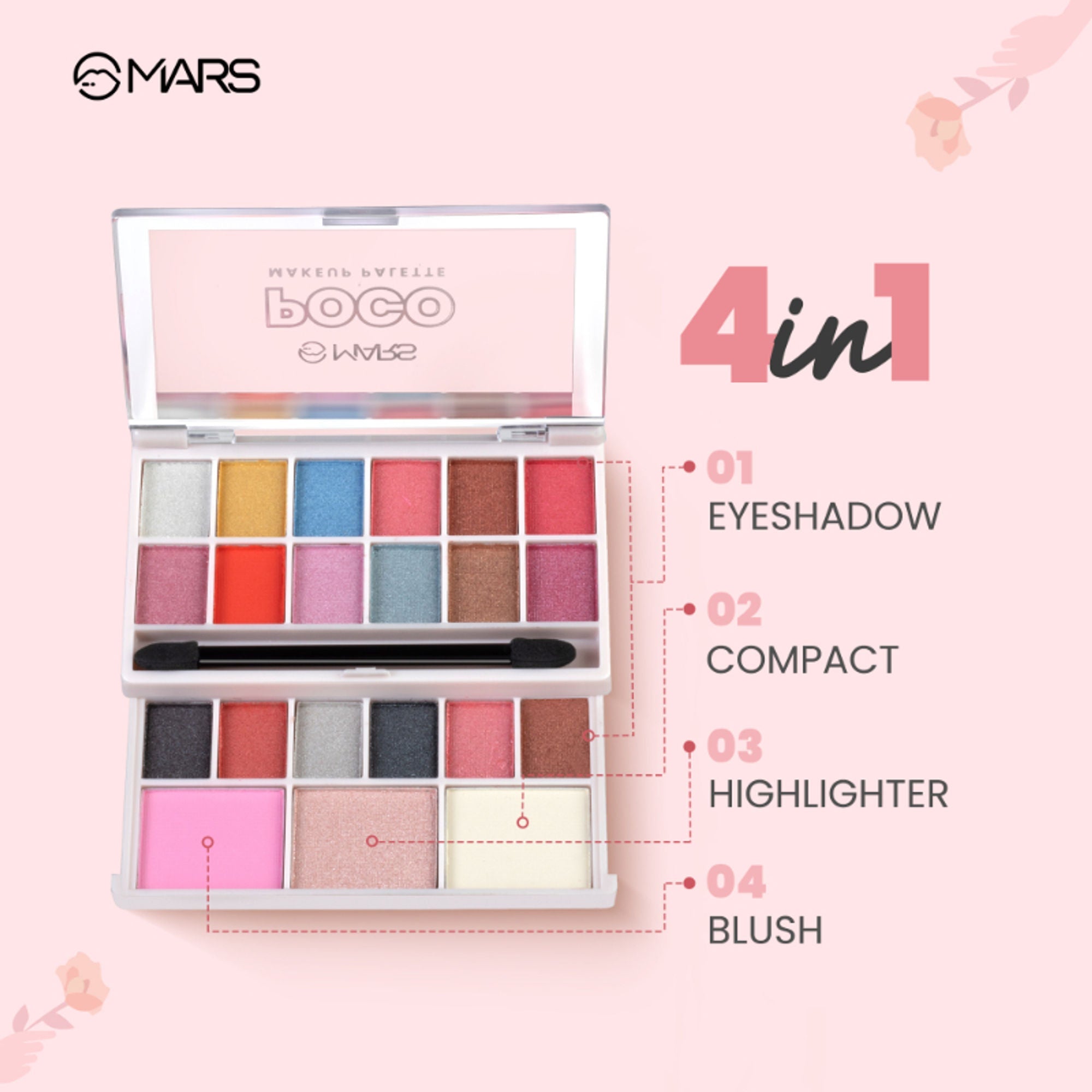 MARS Cosmetics Poco Face Makeup And Eyeshadow Palette - 03 | Grocsy