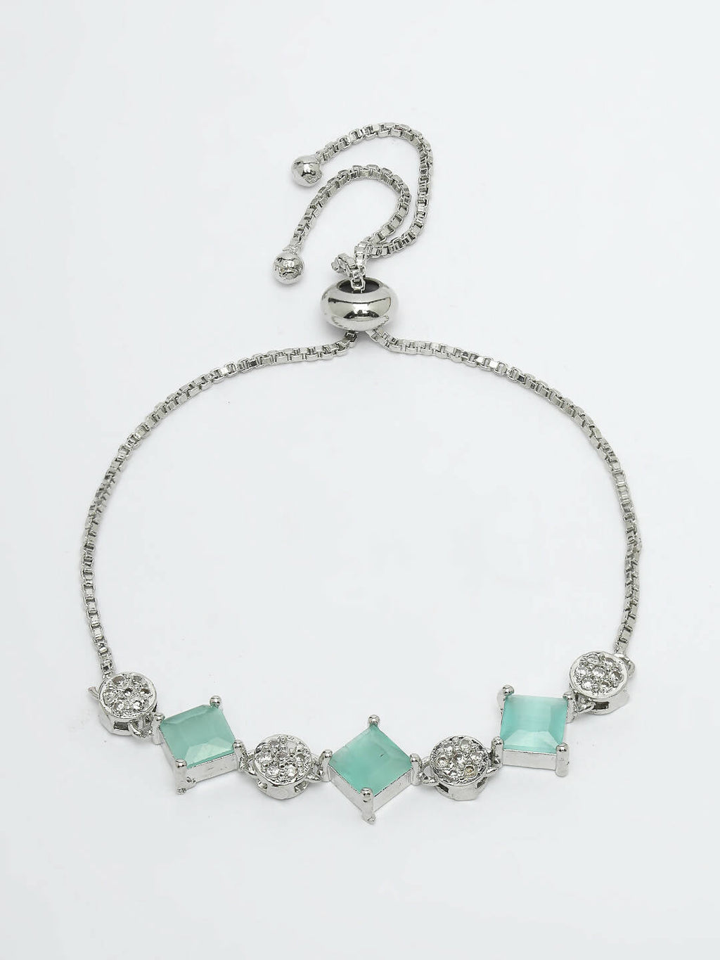 NVR Women Silver Plated & Blue Cz Stone Handcrafted Jewellery Set | Grocsy