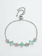 NVR Women Silver Plated & Blue Cz Stone Handcrafted Jewellery Set | Grocsy