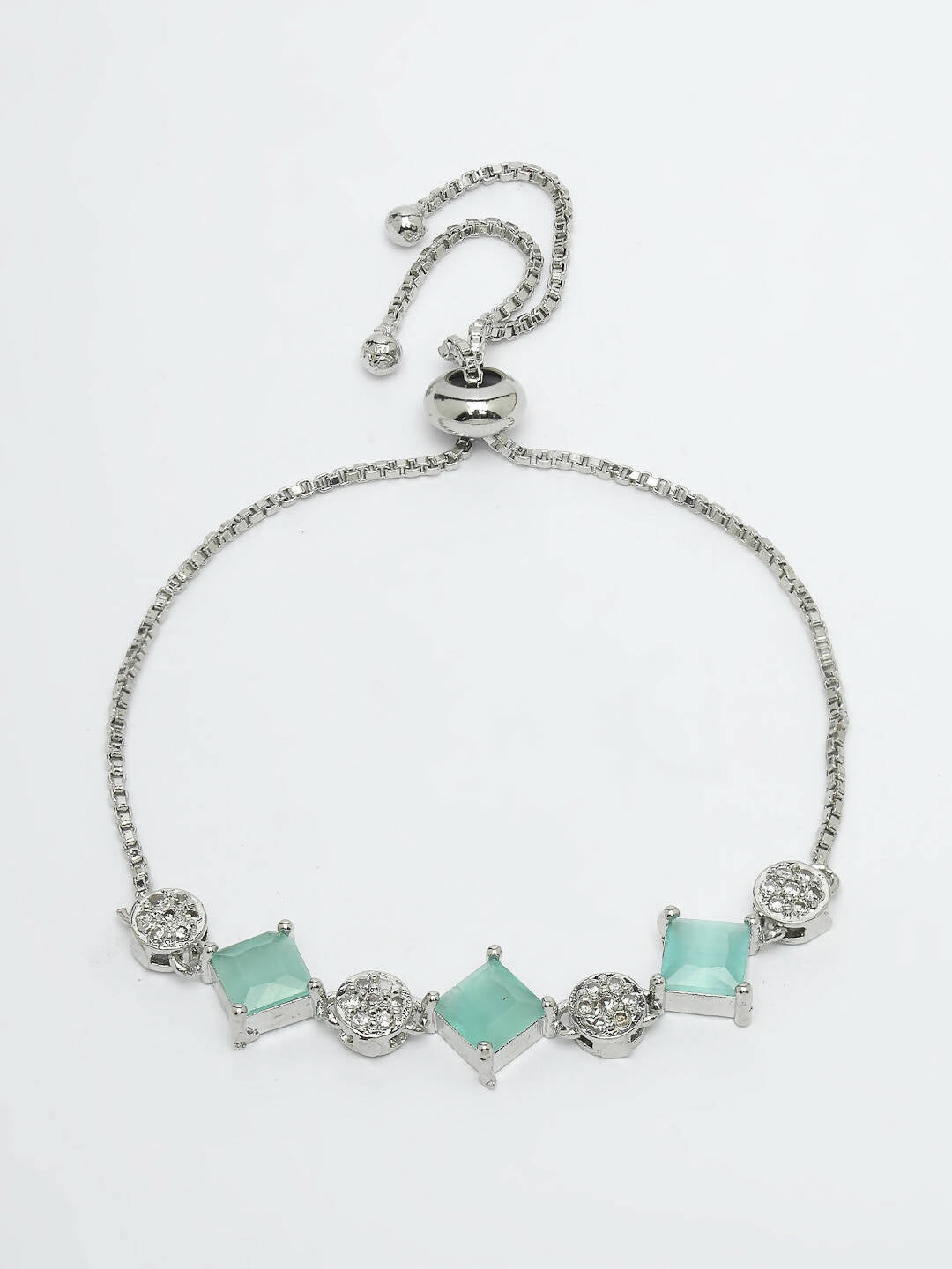 NVR Women Silver Plated & Blue Cz Stone Handcrafted Jewellery Set | Grocsy