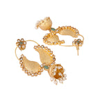 Nuyug 22K Gold Plated Pearls Studded Contemporary Shaped Mini Jhumki Drop Dangler Earrings | Grocsy