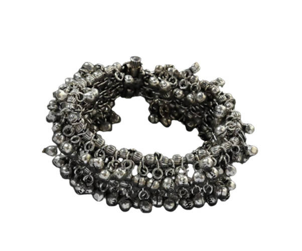Mominos Fashion Oxidised Silver-Plated Openable Bracelet with Ghungroo (MF0513) | Grocsy