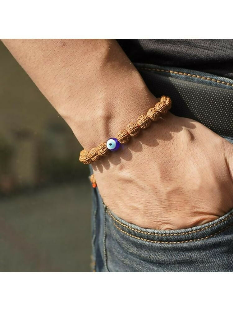 NVR Authentic 5 Mukhi Rudraksha Evil Eye Tie Up Band | Grocsy