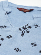 Sangria Geometric Printed Mandarin Collar Kurta | Grocsy