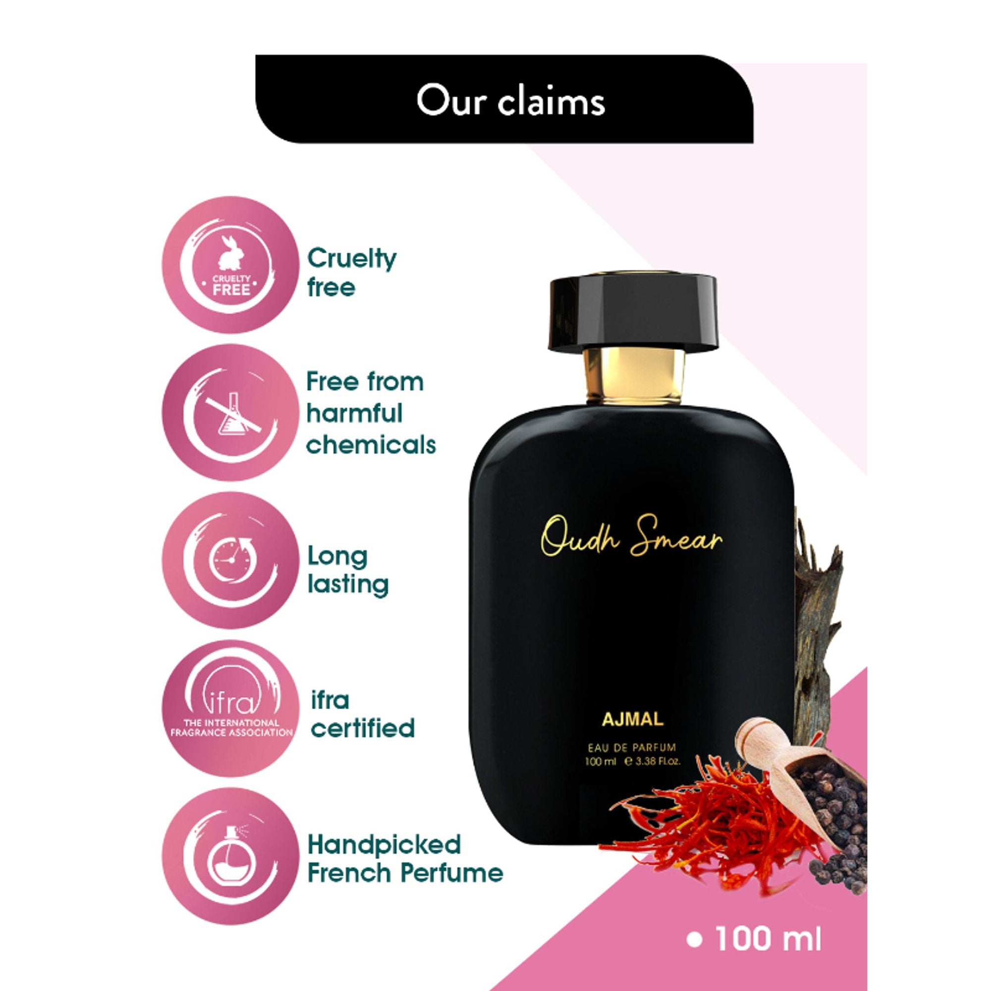Ajmal India Artisan Oudh Smear Exquisite Handpicked Luxury Perfume For Men | Grocsy