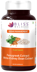 Bliss Welness Sugar Management Fenugreek White Kidney Bean Extract Veg Capsule | Grocsy