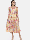 Souchii Multicoloured Floral Print Fit and Flare Dress | Grocsy