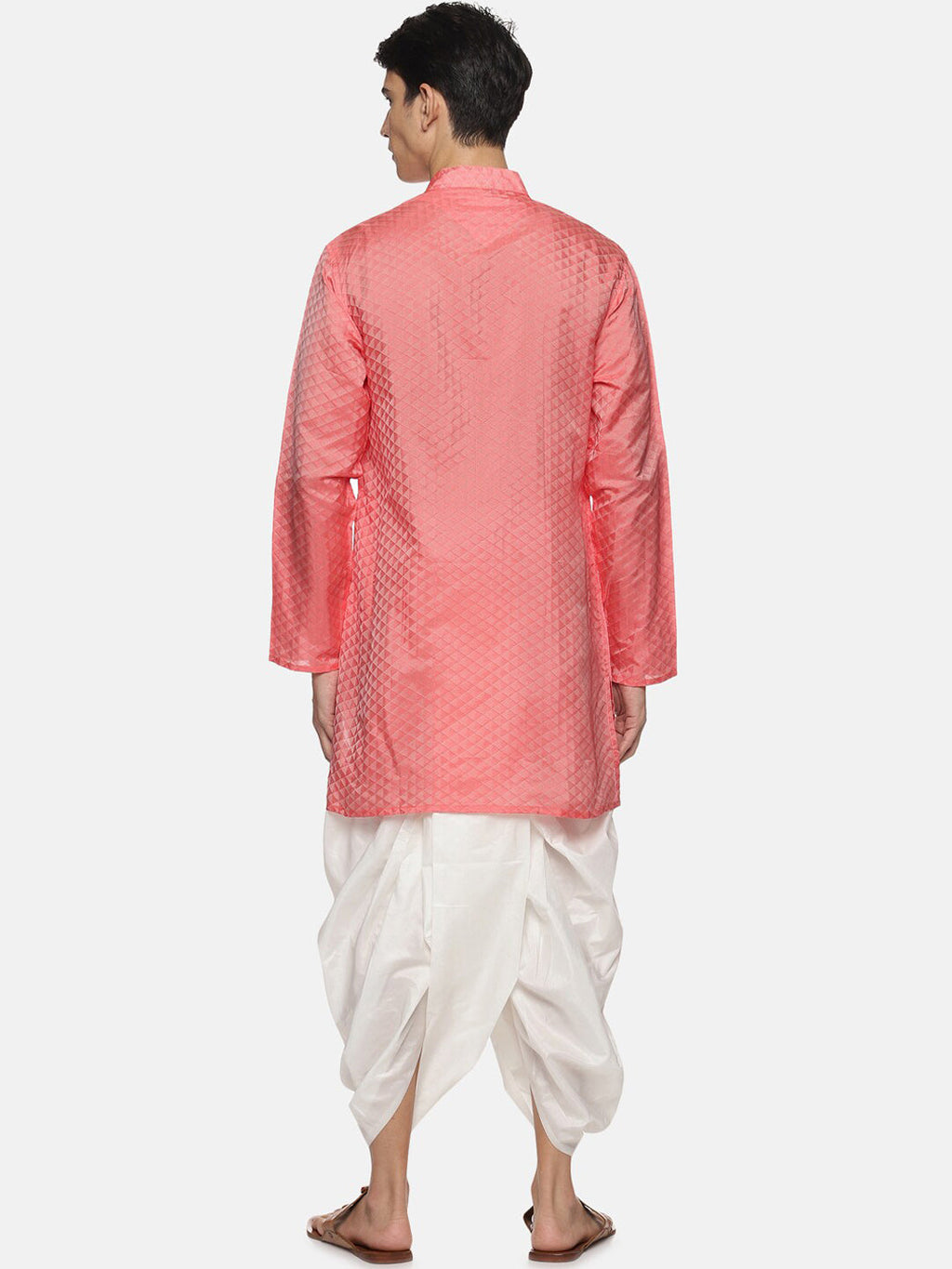 Sethukrishna Mens Red Striped Kurta with Dhoti Pants | Grocsy