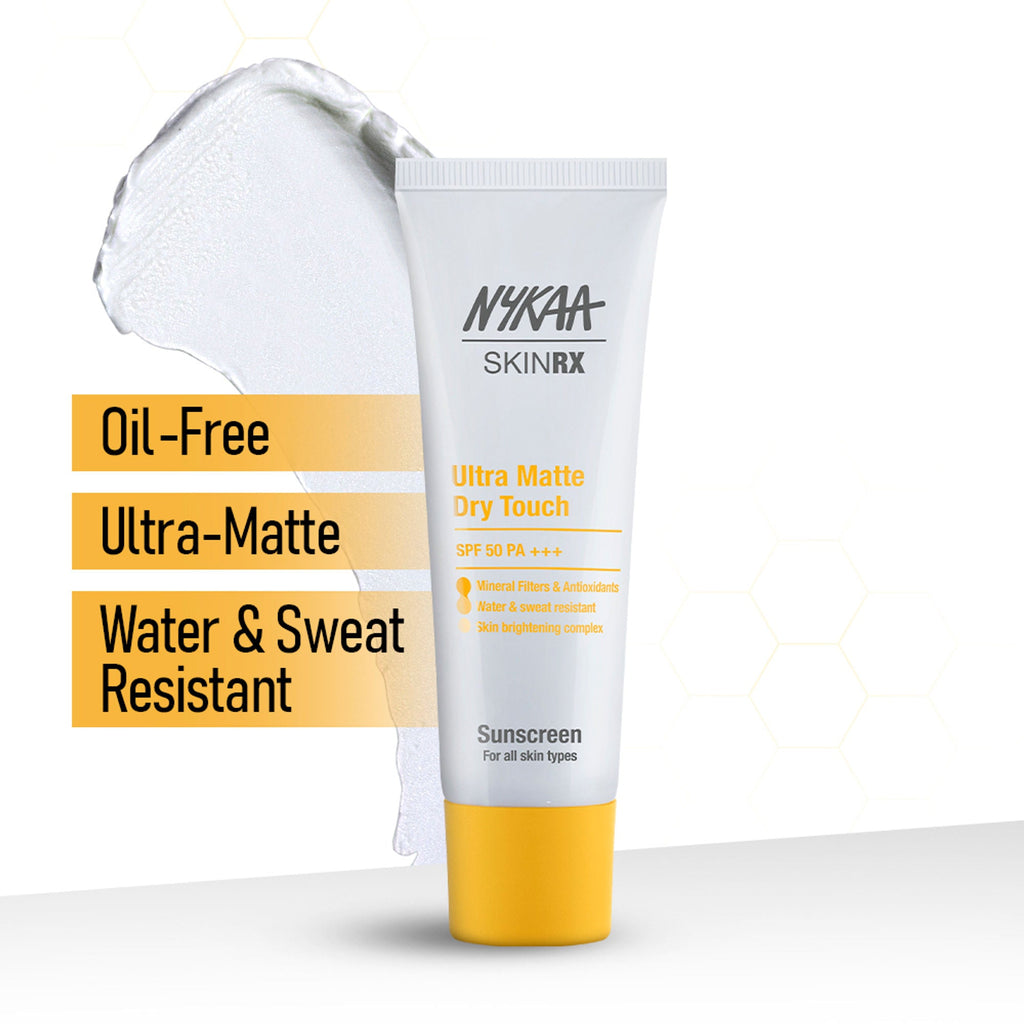 Nykaa SKINRX Ultra Matte Dry Touch Sunscreen SPF 50 PA+++ , Lightweight Matte Finish, No White Cast | Grocsy
