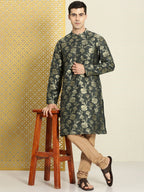 House of Pataudi Men Jashn Floral Zari Work Kurta with Churidar | Grocsy